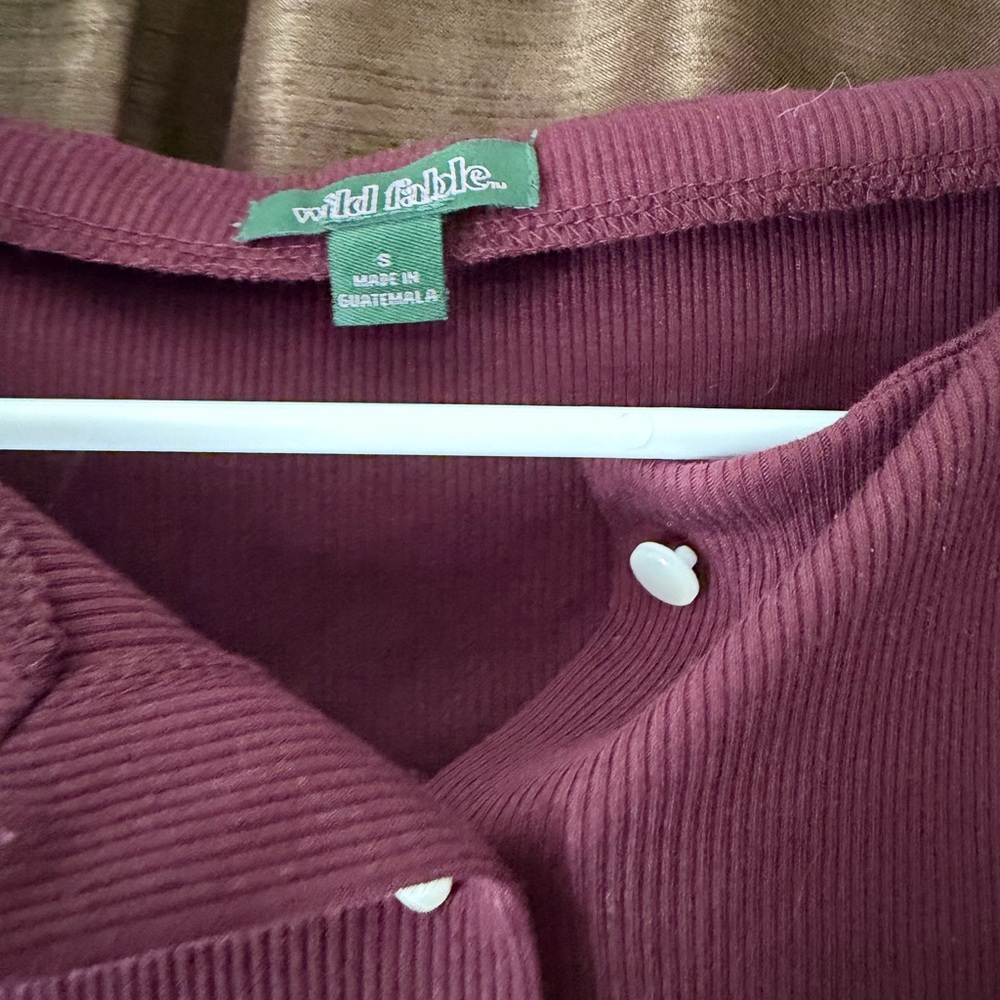 Wild Fable Maroon Ribbed Tank & Snap Button Top Set Size Small Y2K Layering - Picture 3 of 4